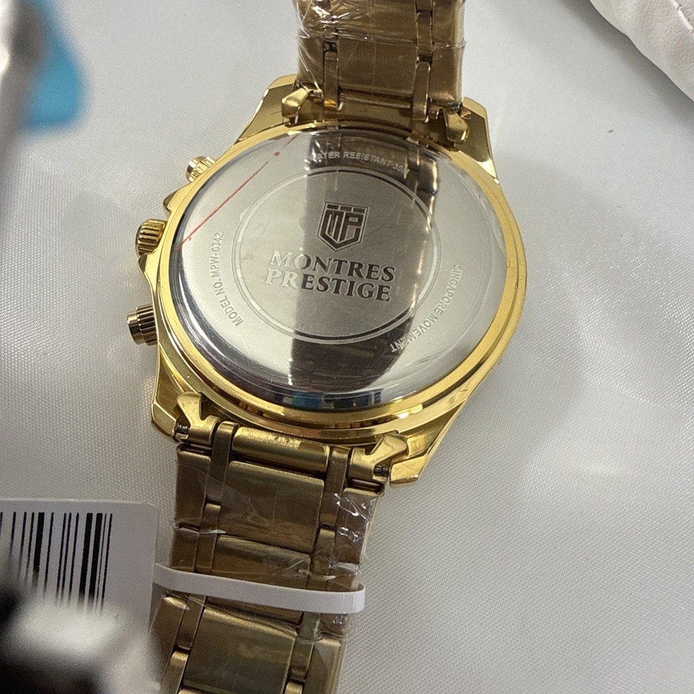 BNWT INVICTA MONTRES PRESTIGE GOLD QUARTZ ANALOG MENS WATCH WITH TACHYMETER - Picture 4 of 5